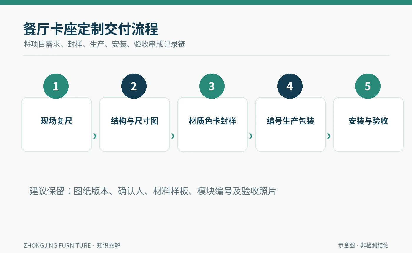 餐厅卡座现场复尺封样生产安装与验收步骤图