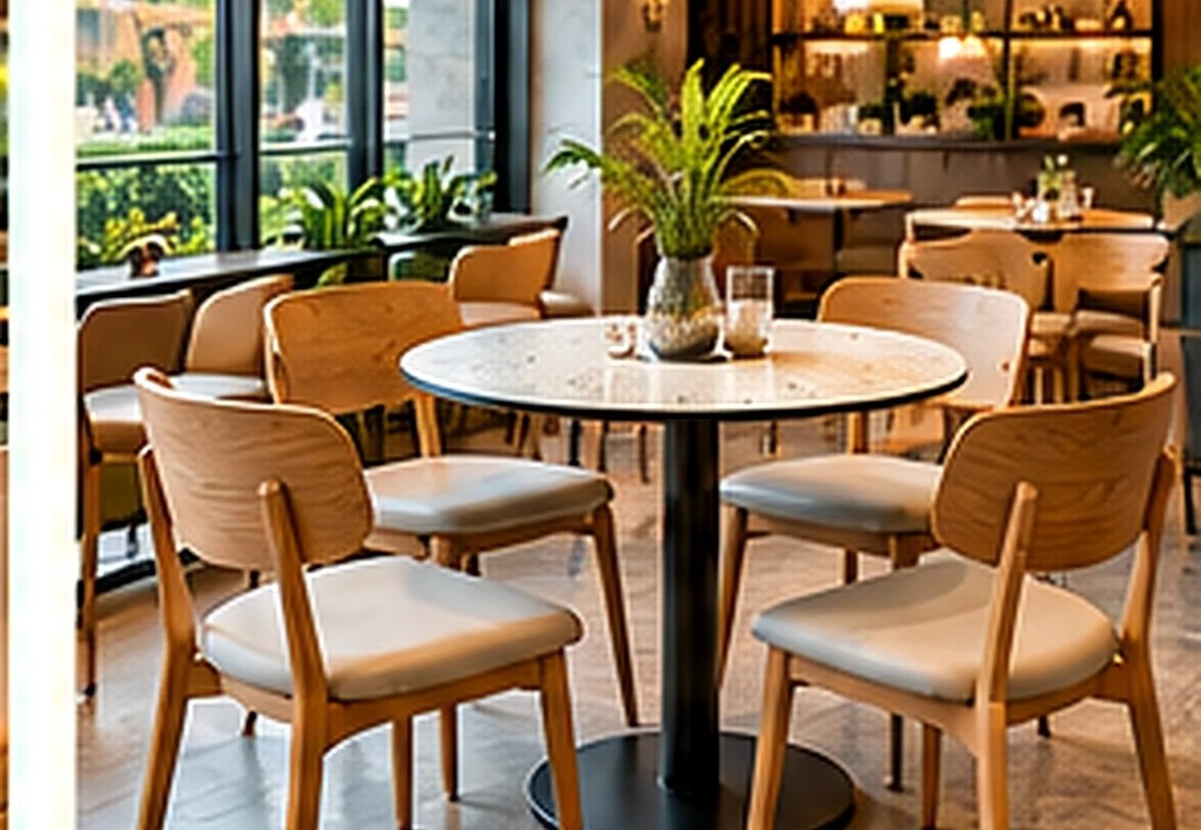 Cafe restaurant table and chair collection showing coordinated design